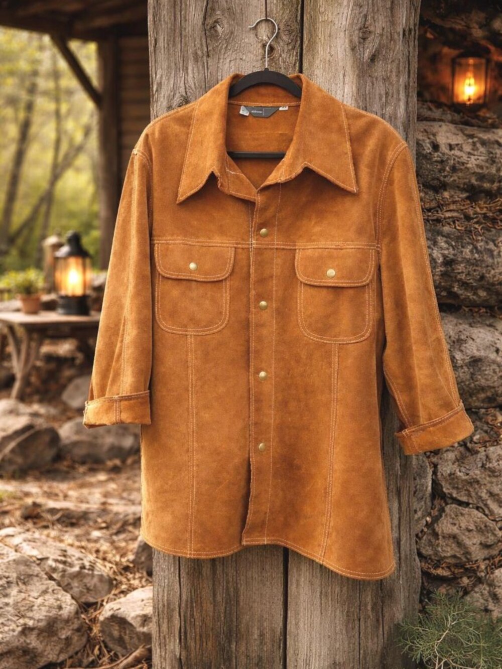 1970s Suede Jacket Mens 44 JC Penney Western Leather Shirt Jacket